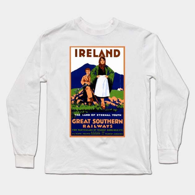 Vintage Travel Poster Ireland Great Southern Railways Long Sleeve T-Shirt by vintagetreasure